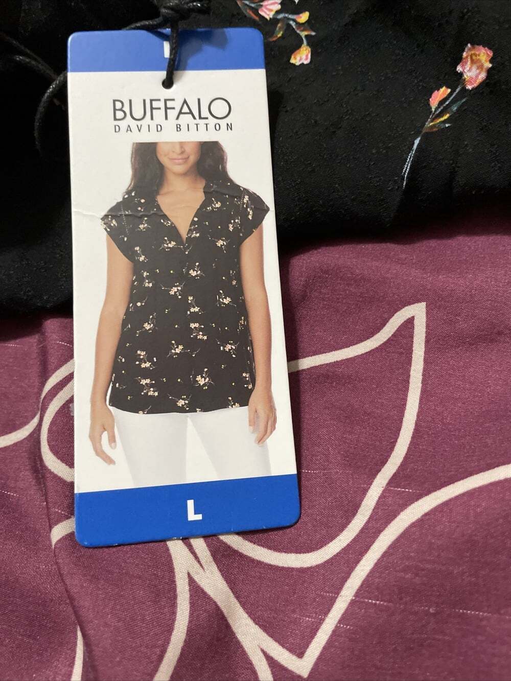 Buffalo David Bitton Women's Floral Printed Blouse Flutter Sleeve G11